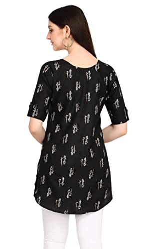 Image of Leriya Fashion Rayon Fabric Printed Round Neck Short Kurtis for Women Top Dresses Kurti for Girls & Ladies Kurtis (Pack of 2)