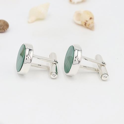Mancuernillas de Malaquita en Plata 925 para Hombre miniatura 5