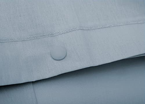 BIANCHERIAWEB WEB LINEN Pair of 100% Cotton Pillow Cases with Side Buttons 52x82, Plain Blue, Azure, Default - Image 2