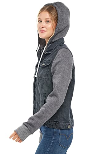 Skylinewears Women’s Hooded Denim Jacket Classic Casual Long Sleeve with Drawstring & Dual Pockets4