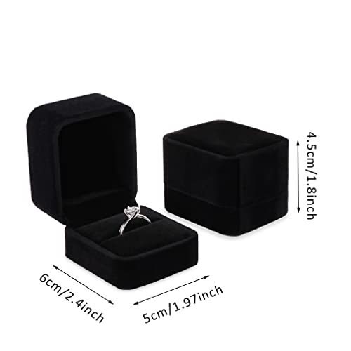 Isuperb Set Of 2 Unit Classic Velvet Couple Ring Box Earring Jewelry Case Gift Boxes 2.2X1.9X1.6 Inch #TOP6