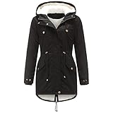 FUPODD Mantel Damen Winter Teddyfell Gefütterte Parka Teddyfutter Outdoor Winterjacke Winddicht Damenmantel Tailliert Mit Gürtel Fleecejacke Gefütterte Thermo Winterjacken Für Casual Work Walking