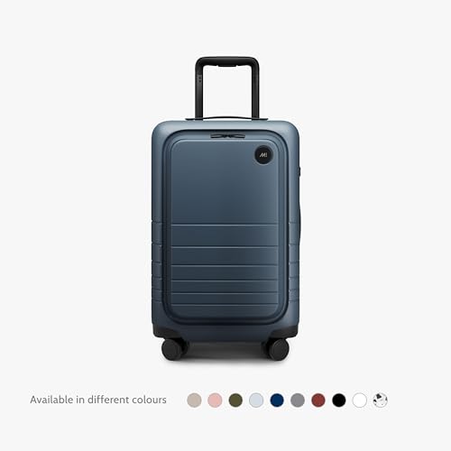 Image of Monos Carry-On Pro Plus Luggage 23 Inch - Hardside Spinner Suitcase with TSA Lock & Laptop Front Pocket | Airline Approved, 42L Polycarbonate Rolling Carry On | Fits 16 inch Laptop | Ocean Blue