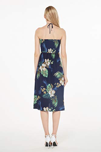 Matching Hawaiian Luau Mother Daughter Halter Dress in Pineapple Garden Navy4