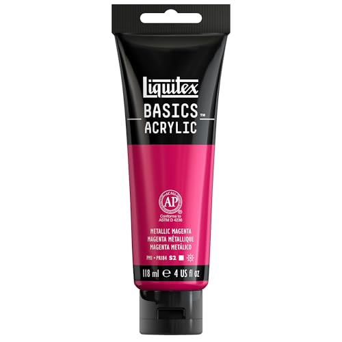 Liquitex 1046342 Basics Acrylfarbe 118ml - Metallic Magenta – Künstler-Acrylfarbe, hochpigmentiert, lichtecht, mittlere Viskosität, seidenglänzend, deckend – Ideal für Leinwand, Holz & Papier Liquitex 1046342 Basics Acrylfarbe 118ml - Metallic Magenta – Künstler-Acrylfarbe, hochpigmentiert, lichtecht, mittlere Viskosität, seidenglänzend, deckend – Ideal für Leinwand, Holz & Papier