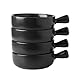 Swuut Ciotole da zuppa in ceramica con manici, ciotola impilata da 567 g, per zuppa di cipolle francese, cereali, stufati, manzo, set da 4 (nero)