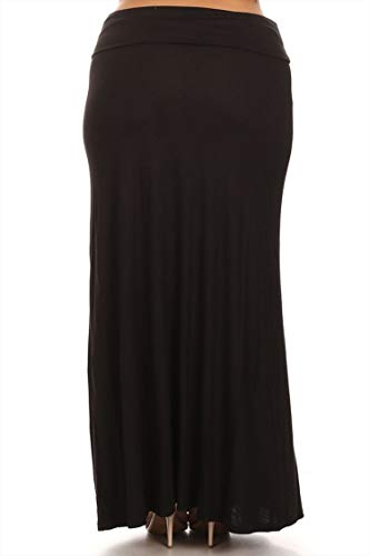 Plus Size Solid Print Casual Office Work Flare High Waist Maxi Skirt/Made In Usa Black Xl #TOP2