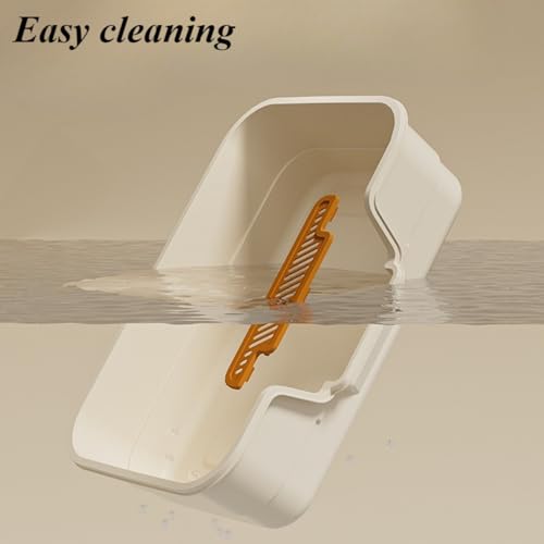 Arenero para gatos extra grande con entrada baja beige miniatura 5