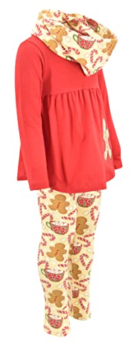 Image of Unique Baby Girls Kids Toddler 3pc Outfit Set Long Sleeve Stretch Tunic Top Leggings and Scarf