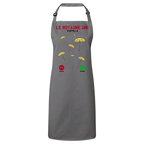 Tablier cuisine premium Le Royaume-Uni M'Appelle avec motif parapluie et pluie
