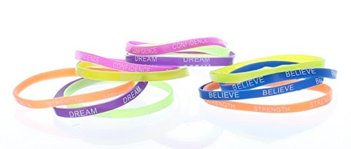 Fun Express Rubber Thin Inspirational Bracelets (12 Pack) 7 1/2