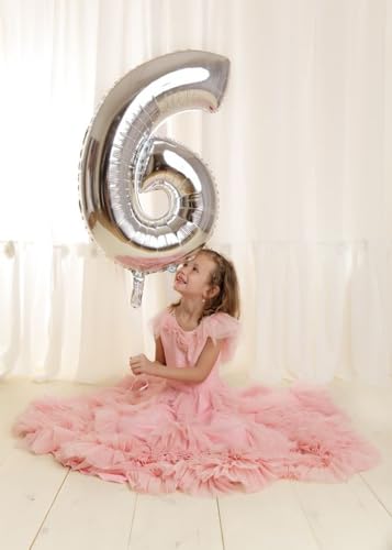 Image of Number Balloons 29 Balloon 40 inch Silver for 29 Birthday Party Decorations | Saturated Color, Large 40 in, With Straw & Hanging Hole, For Graduation Season, Thanksgiving, Anniversary, Christmas