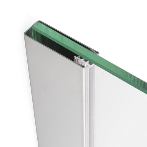 Perfil de Pared de Acero Inoxidable V2A para Mamparas de Ducha de 8 mm con Goma de Ajuste | Modelo U de 200 cm | Montaje Fácil y Seguro | Tornillería FISCHER Incluida (Plata)