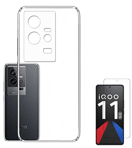 Image of Soft Silicone TPU Flexible Back Cover Compatible with iQOO 11 5G and Screen Guard