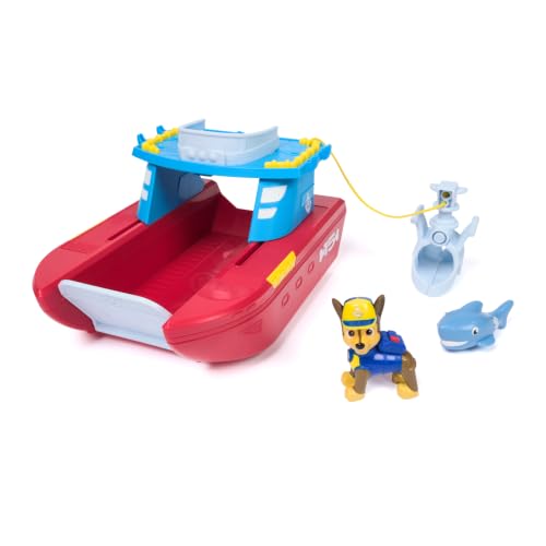 Paw Patrol Patrulla Canina - Sea Patroller con Figura de Chase y de Tiburón, Barco de Rescate con 2 Modos de Vigilancia - Patrulla Canina Juguetes - Regalo Niño 3 años + - Juguetes Niños 3 años