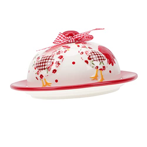 FUNNETOYU Plat en Céramique Rouge à Fleurs, Assiette à Beurre 3d Sculptée, Vaisselle Cuisine et Service, Usage Domestique et Restaurant, Assiette de Service Décorative