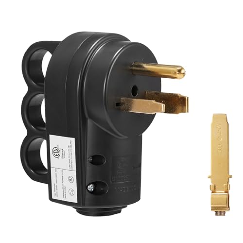 Suplevel 2-in-1 NEMA 6-50P/6-30P Plug 50 Amp 3-Prong 125/250 Volt Grounding Heavy Duty Universal Welder Power Male Plug with Easy Unplug Design Black ETL Listed