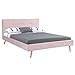 IDMarket - Lit Double scandinave Oslo 140 x 190 CM Tissu Rose Clair Effet Velours
