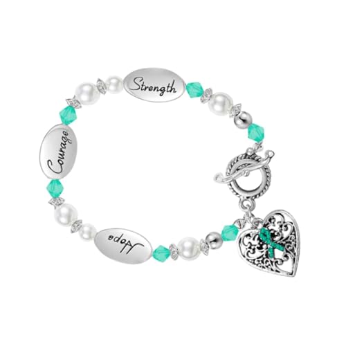 Teal Ribbon Awareness Bracelet for Sexual Assault, Rape, PTSD, Substance Abuse, Ovarian Cancer, Fragile X Syndrome, and Anxiety Disorder - Ideal for Awareness Campaigns and Events