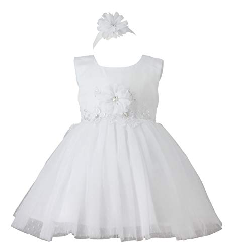 Boutique-Magique - Vestido de bautizo con diadema blanco 3 Meses