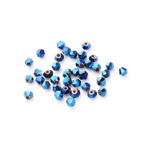 BHOUTY Bicono de Cristal Cuentas de Cristal bicono de 2, 3, 4, 6 y 8 mm, Espaciador Suelto Negro, Cuentas facetadas for Mujeres, Accesorios de Bordado for Hacer Joyas(Blue,2mm 540pcs)