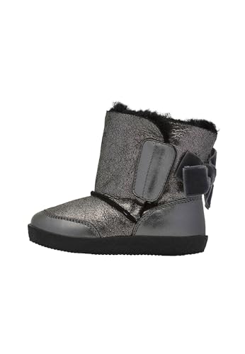 Falcotto Jungen Mädchen Glatt Stiefelette, Silber/schwarz, 23 EU