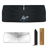 【2026強化版 360°回転可能】スズキ ジムニー JB04系 適合 フロントガラス用 サンシェード JB64 JB74 2018年7月-現行 傘式 UVカット 傘柄が曲がる 遮光断熱 着脱簡単 車種専用設計 車中泊 収納袋付き