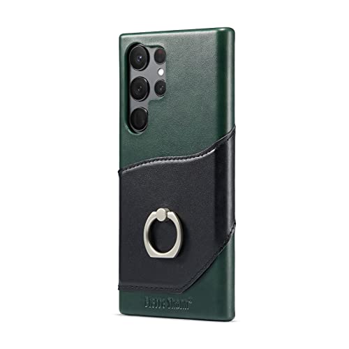 Coque Samsung S23 antichoc cuir véritable avec anneau et porte-carte