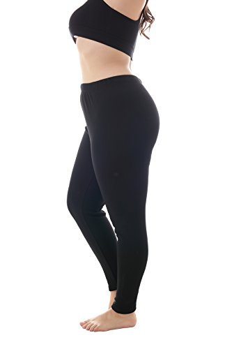 ZERDOCEAN Women s Plus Size 100% Cotton Fleece Lining Leggings Pants Black 2X