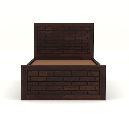 Image of Solid Sheesham Wooden Bed 6X4 Bed Single Bed Without Storage for Bedroom - Single Cot Wooden BedSingle Size for Living Room Guest Room - 12 Month Warranty (James Walnut)