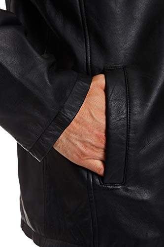 Image of Men's Big and Tall Four-button Lambskin Leather Car Coat