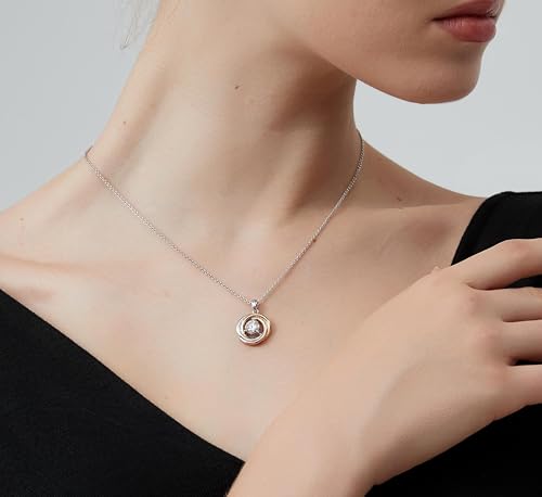 G&GEMSJEW Moissanite Tricolor Interlocking Circle Necklace for Women | 18K Gold Plated Dainty Pendant | Hypoallergenic, Non-Tarnish, Adjustable 18+2” Chain Gift for Wife, Girlfriend, Sister, Mom4