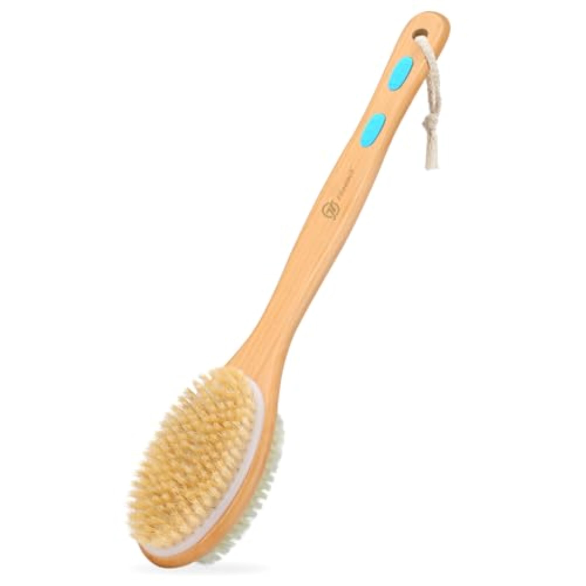 Long Wooden Handle Back Scrubber for Shower, Dual-Sided