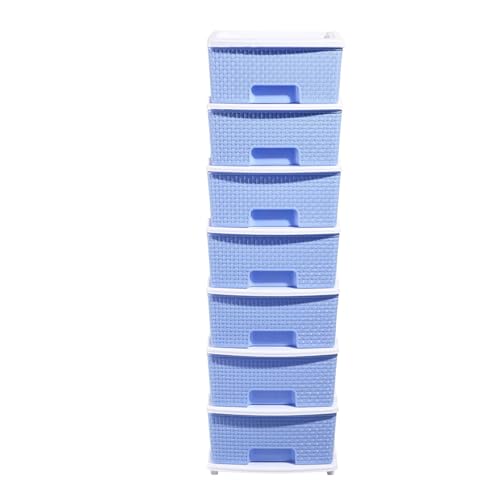 Image of Plastic Modular Drawer Storage Chest Of Drawers Organizer Storage Box, Large Stomo Racks For Multipurpose Anti-slip Shoes Organizers (Blue, 7 Layer)