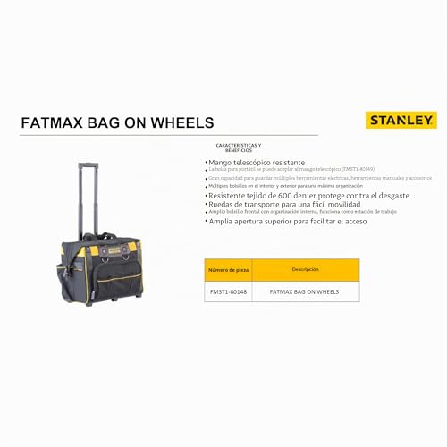 Miniatura 6 de Stanley Fatmax Fmst1-80148 - Bolsa Rígida Con Ruedas Para Herramientas, Color Nero Amarillo, 50 X 36 X 41 Cm
