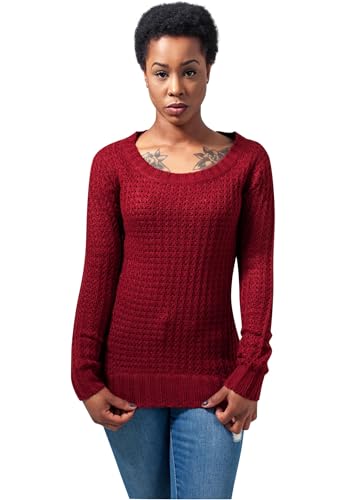 Urban Classics Ladies Sweat Long Wideneck Femme Pull tricoté Bordeaux S