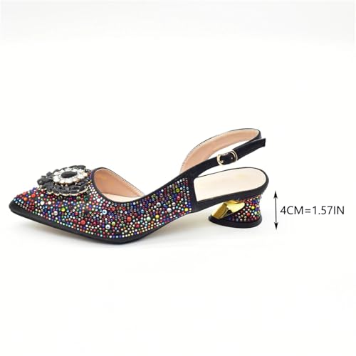 Women Shoes and Bags Matching Set Shoe and Bag Set for Party in Nigerian Full Pumps Black4