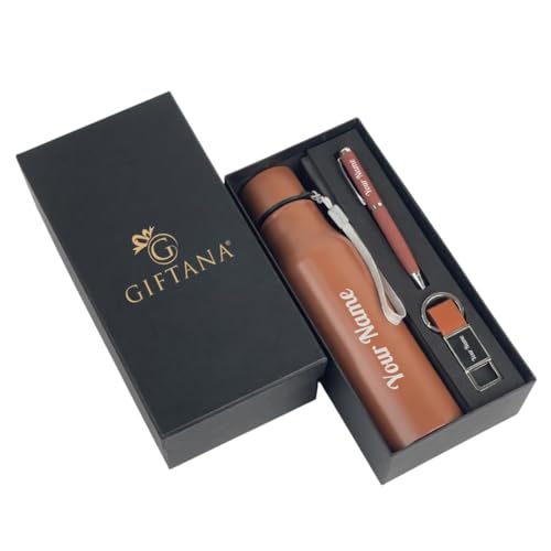 Image of Giftana Personalized Name Water Bottle 750ml, Birthday Gifts (Tan 1)