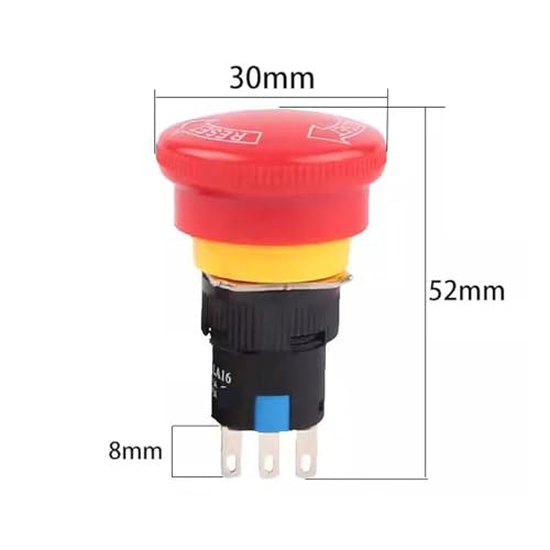 Interrupteur arrêt d'urgence poussoir 16mm pour panneau commande électrique - 8