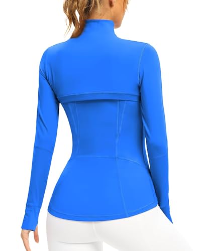 QUEENIEKE Women's Running Jacket Breathable Lightweight Sports Jacket Zipper Workout Jacket with Pocket for Yoga Fitness