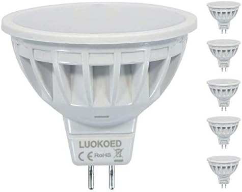 Mr16 LED Lampe Dimmbar 12VDC Ersetzt 50W Gu5.3 Halogen Warmweiss 2700K 500-550lm LUOKOED® 5er Pack