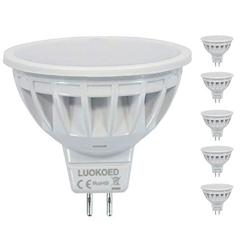 Mr16 LED Lampe Dimmbar 12VDC Ersetzt 50W Gu5.3 Halogen Warmweiss 2700K 500-550lm LUOKOED® 5er Pack