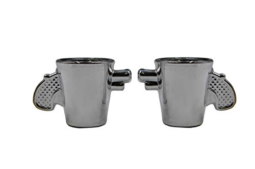 Caliber Gourmet CBG-SG-1059 Revolver Shot Glass Set for Whiskey, Tequila, Espresso, Coffee Bar Accessories, Gift for Events, Birthday, Groomsmen, Police Officer, Military Man (Set of 2)
