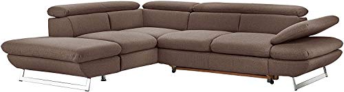 Mivano Ecksofa Prestige, Modernes L-Form-Sofa mit Ottomane, Kopfstützen und Armlehne verstellbar, 265 x 74 x 223, Strukturstoff, braun – Bild 6