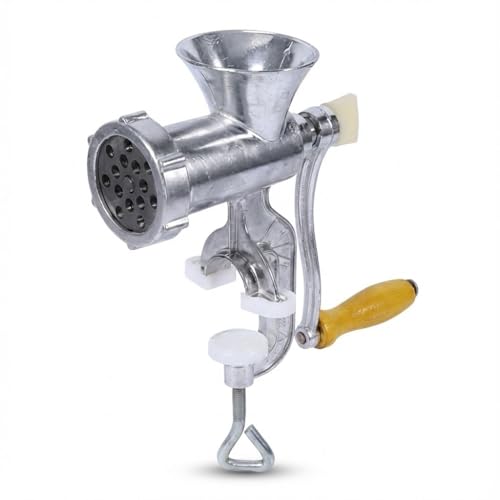 Tritacarne Manuale e Insaccatrice per Salsicce, Tritacarne a Manovella in Lega di Alluminio Resistente con Morsetto da Tavolo, per Macinare Manzo Maiale e Verdure in Cucina