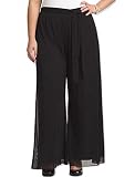 906 - Plus Size Elastic Waistband Wide Legged Palazzo Pocketed Pants (Black, 2X)