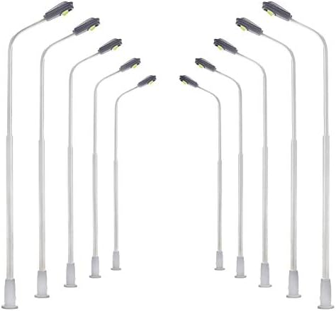20Pcs Model Railway Train Model Street Lights LED Dual Lampposts HO OO Scale LEDs Dual Heads Gauge Model Street Light Layout
