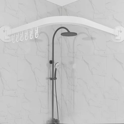 Tringle à rideau de douche d'angle réglable blanche 55-130 cm avec support - 2
