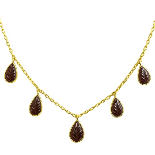 Collier en argent 925 doré et grenat véritable façonné par un artisan