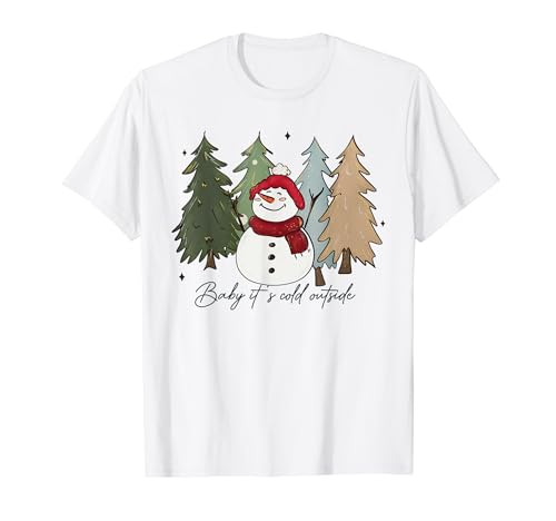 Invierno Muñeco De Nieve Árbol De Navidad Bosque Nieve Fría Fr Camiseta